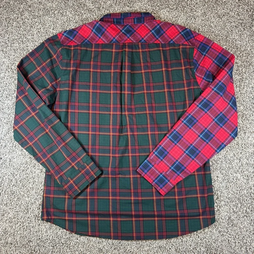 Levis Men's XXL Multi-Tartan Red Green Plaid Split Colorblock Button Down Shirt